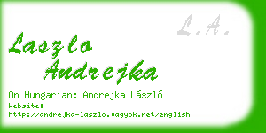 laszlo andrejka business card